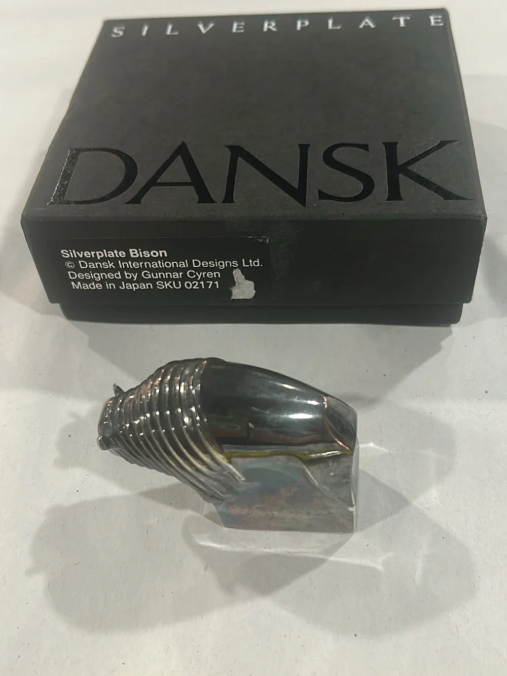 Dansk Silverplate Bison Sculpture - Silver Tone